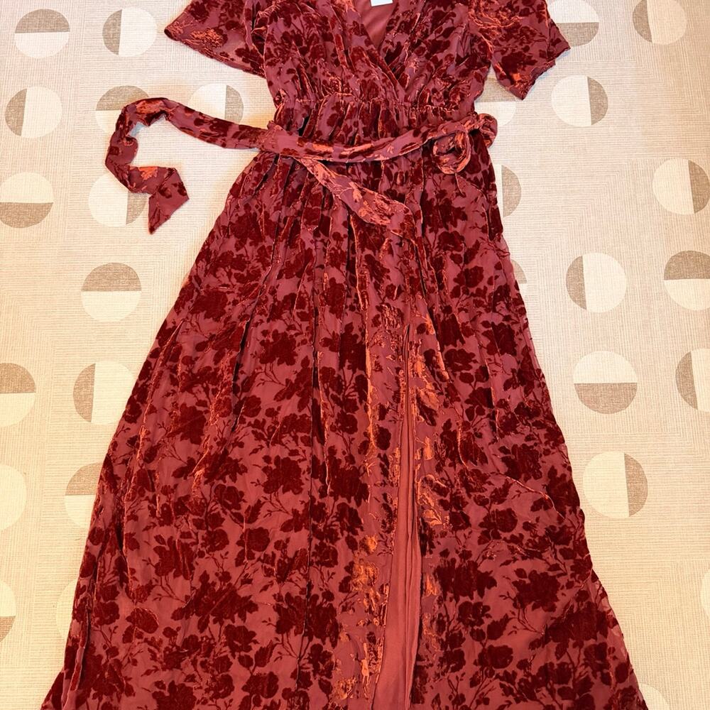 Baltic Born Velvet Veronica Floral Maxi Dress L Rust NWT Wedding Guest
